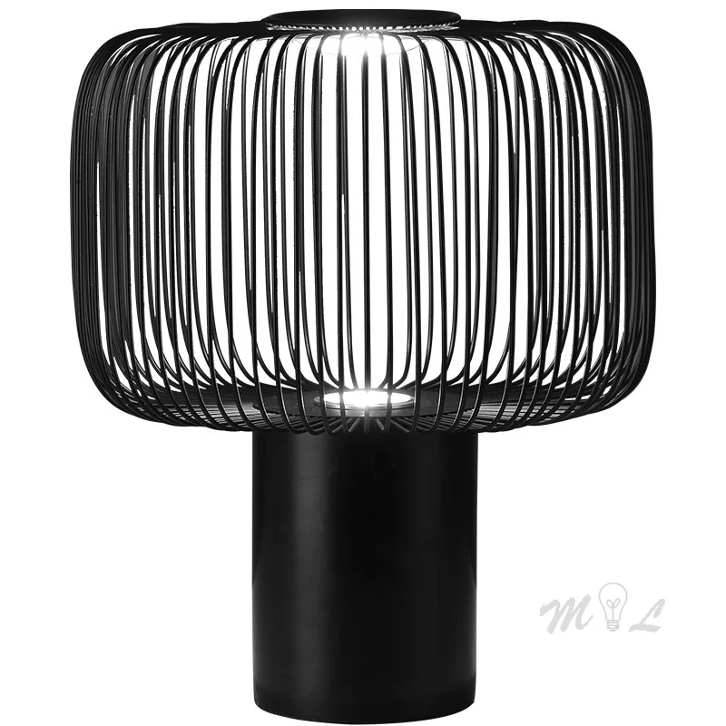 Настольная лампа в скандинавском стиле с птичьей клеткой Мраморная основа