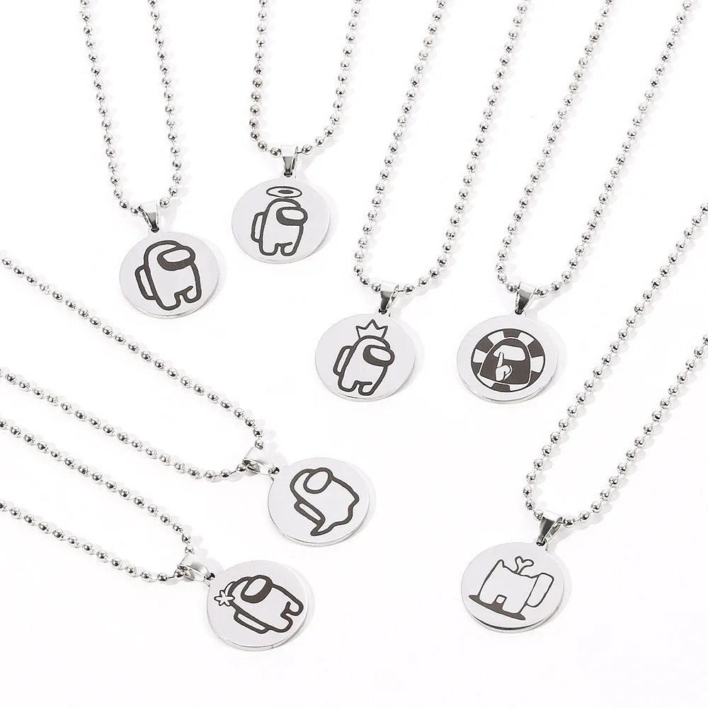 

Game Among Us Stainless Steel Jewelry Beads Chain Round Logo Charm Necklaces For Women Men