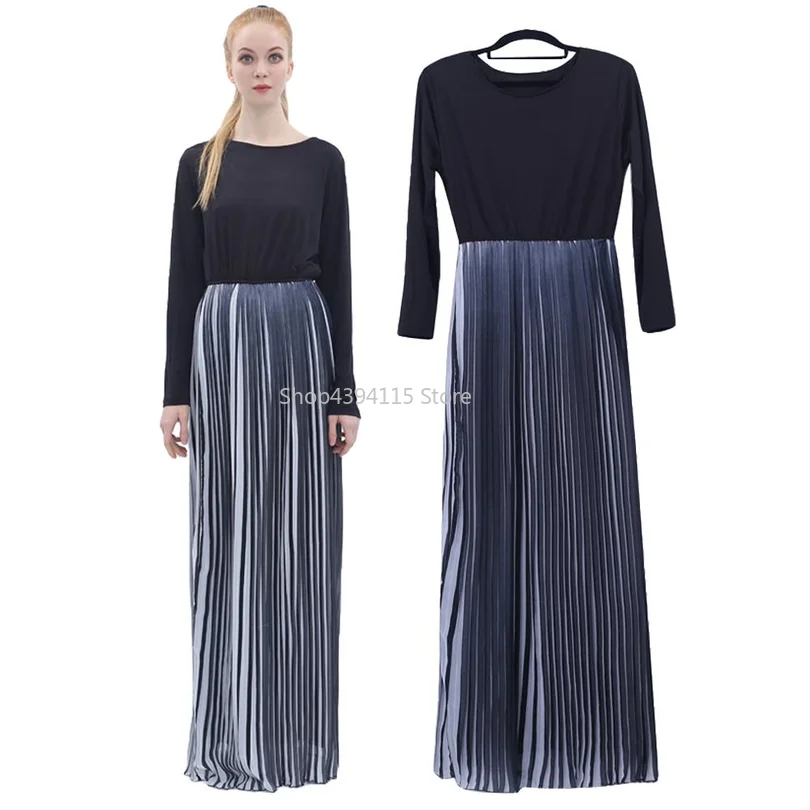 Плиссированное Платье Дубая женское мусульманское длинное платье халат