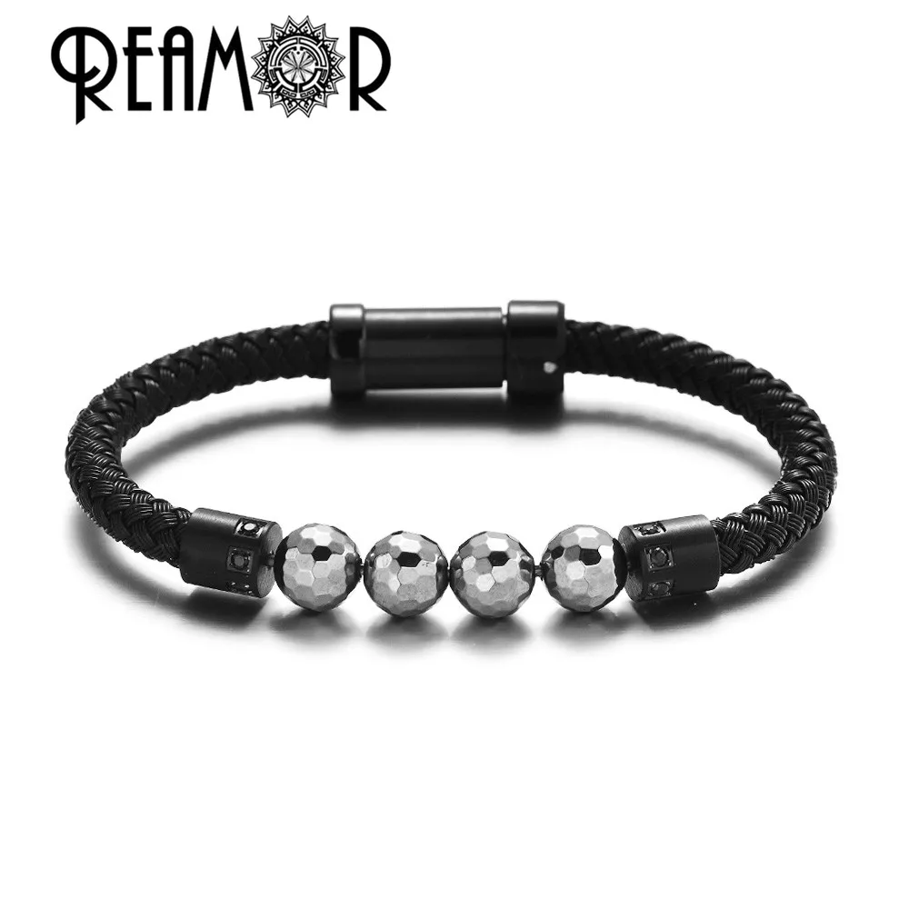 

REAMOR Caprice Series Detachable DIY Bracelets For Men Women Black 316l Stainless Steel Wire Bracelet Trendy Dazzle Cool Jewelry