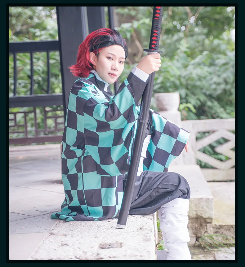 Аниме Demon Slayer Косплей Kimetsu no Yaiba Tanjiro Kamado Униформа костюм для косплея мужской кимоно для наряд для хэллоуинской вечеринки CS001
