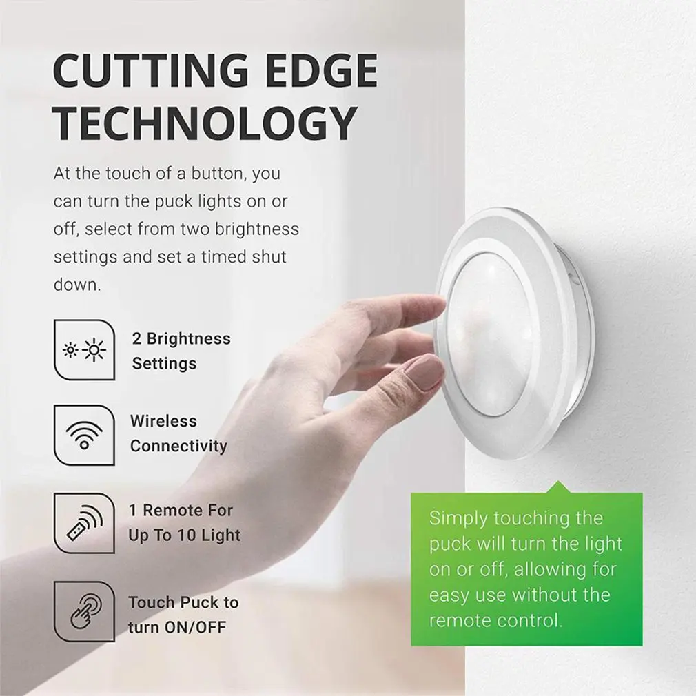 

Беспроводной светодиодный аварийный ночсветильник с дистанционным управлением, сенсорный переключатель освесветильник для дома, гардеро...