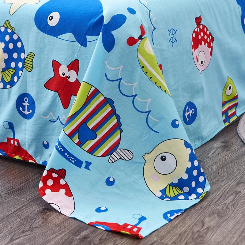 1 шт. Мультфильм Подводный мир небольшой Животные плоский лист 130x230 см/160x230 см/200x230 см/230x250 см/250x270 см Размеры набор постельного белья постельное белье