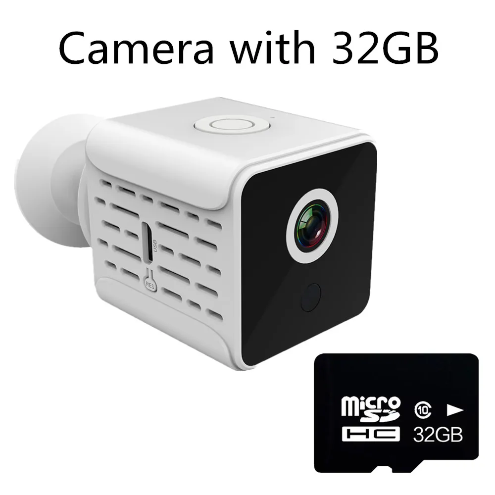 HD 1080P DIY портативная WiFi IP мини камера P2P беспроводная микро веб-камера видеокамера видеорегистратор Поддержка удаленного просмотра Скрытая TF карта - Цвет: White Camera 32GB
