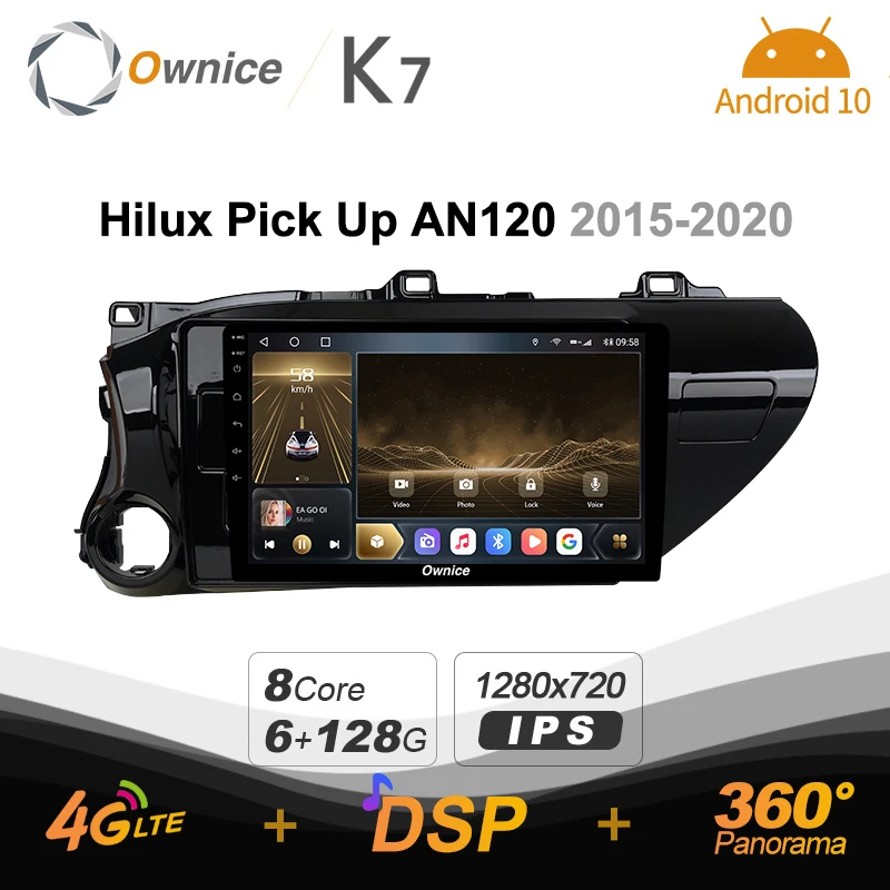 

6G 128G K7 Ownice 2 Din Android 10,0 Автомобильный мультимедийный радио для Toyota Hilux Палочки вверх AM120 2015 - 2020 с 8 ядро A75 * 2 + A55 * 6