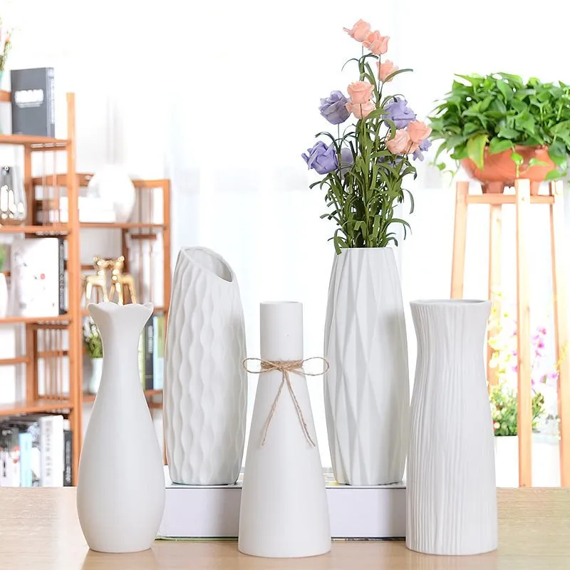 Классическая белая настольная керамическая ваза для цветов простая напольная