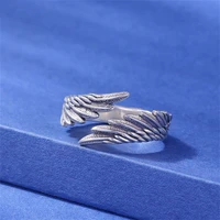 new fashion men and women retro silver angel wings open ring personality birthday gift jewelry ring wholesale
