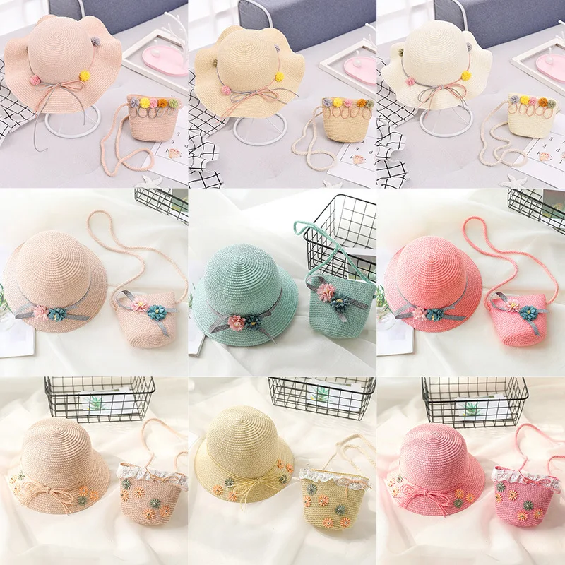 Fashion children's cap With Bag baby panama Girl hat photography props Beach summer Hat Toddler Girls Accessories 1-8Y | Детская