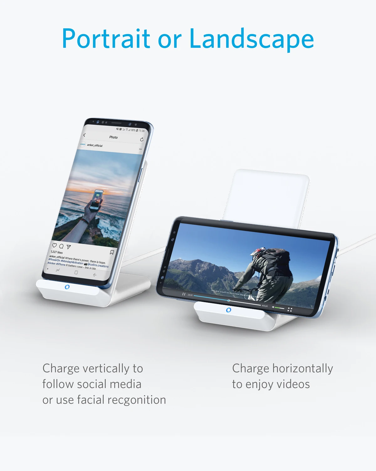 Anker Wireless Charger PowerWave Stand Qi-Certified Fast Charging for iPhone 11 10W for Samsung Galaxy (2-Pack)