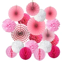 19 piecesset of paper lanternpomponceiling fanhoneycomb ball party diy decoration shower wedding birthday decoration