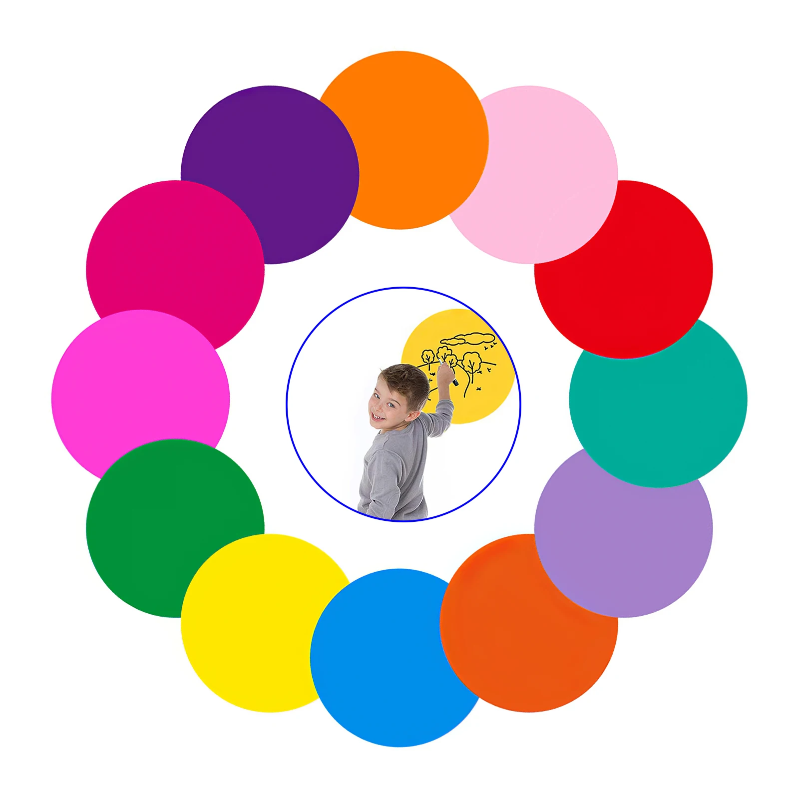 

Erasing Circles Removable Dry White Board Marker Removable Vinyl Dots Sticker Set Perfect for Classrooms Offices and Home School