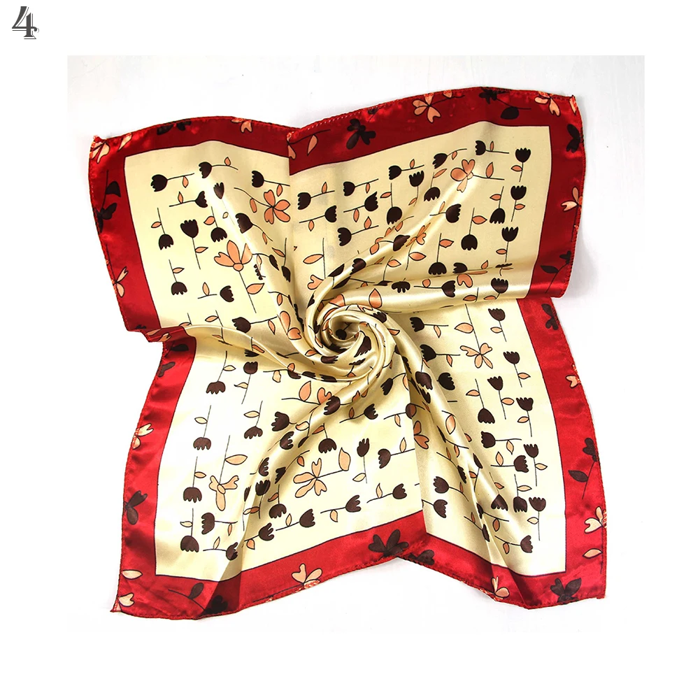 

Luxury Imitated Silk Head Scarf For Women Fashion Kerchief Print Hair Scarfs Square Headband Neck Scarves For Ladies Soft