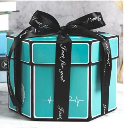 tiffany blue Шестигранник сюрприз взрыв коробка DIY ручной работы скрапбук Фотоальбом свадебный подарок коробка для Валентина Рождество подарочные коробки - Цвет: tiffany blue