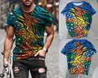 Летняя спортивная одежда для отдыха в стиле хип-хоп с коротким рукавом Футболка оверсайз Мужская рубашка с цветным асимметричным узором 3DT рубашка