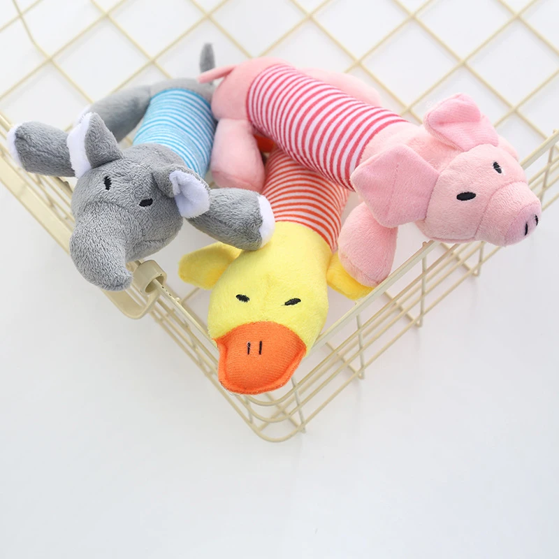 

Cute Pet Dog Cat Plush Squeak Sound Dog Toys Funny Fleece Durability Chew Molar Toy Fit for All Pets Elephant Duck Pig