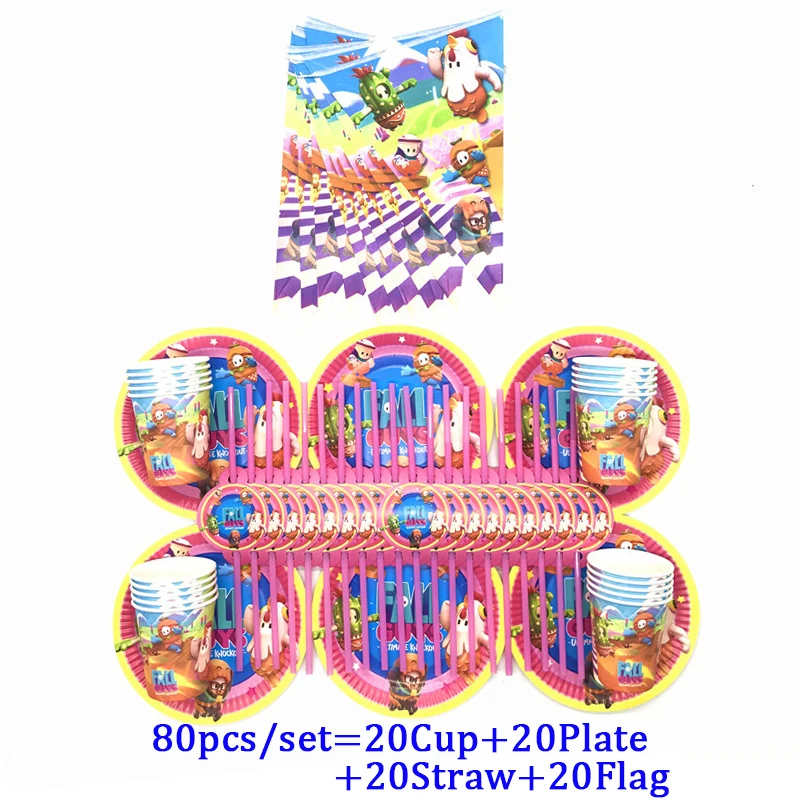 

Boys Guys Ultimate Knockout Game Theme Disposable Paper Cup Plates Straws Tableware Kids Birthday Party Supplies Decorate Banner