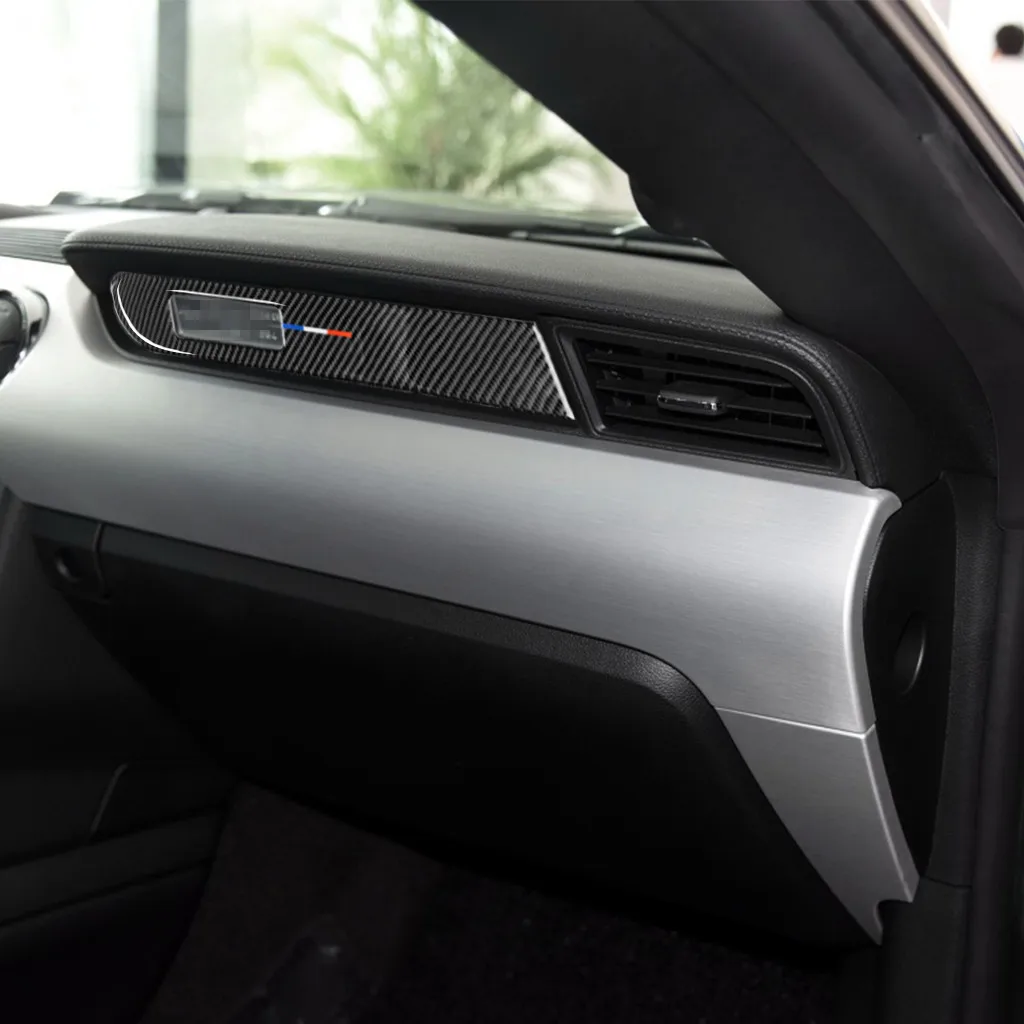 

Подлинное углеродное волокно для Ford Mustang (2015-2017), панель на приборную панель автомобиля, сбоку, панель, обшивка, стикер для стайлинга автомобиля