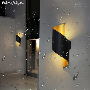 Уличная светодиодная Водонепроницаемая настенная лампа, современная простая вертикальная двухсторонняя спиральная лампа