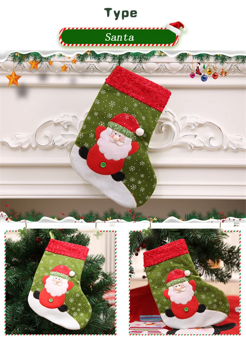 1 шт. рождественские подарочные сумки чулки украшения для дома Санта Снеговик