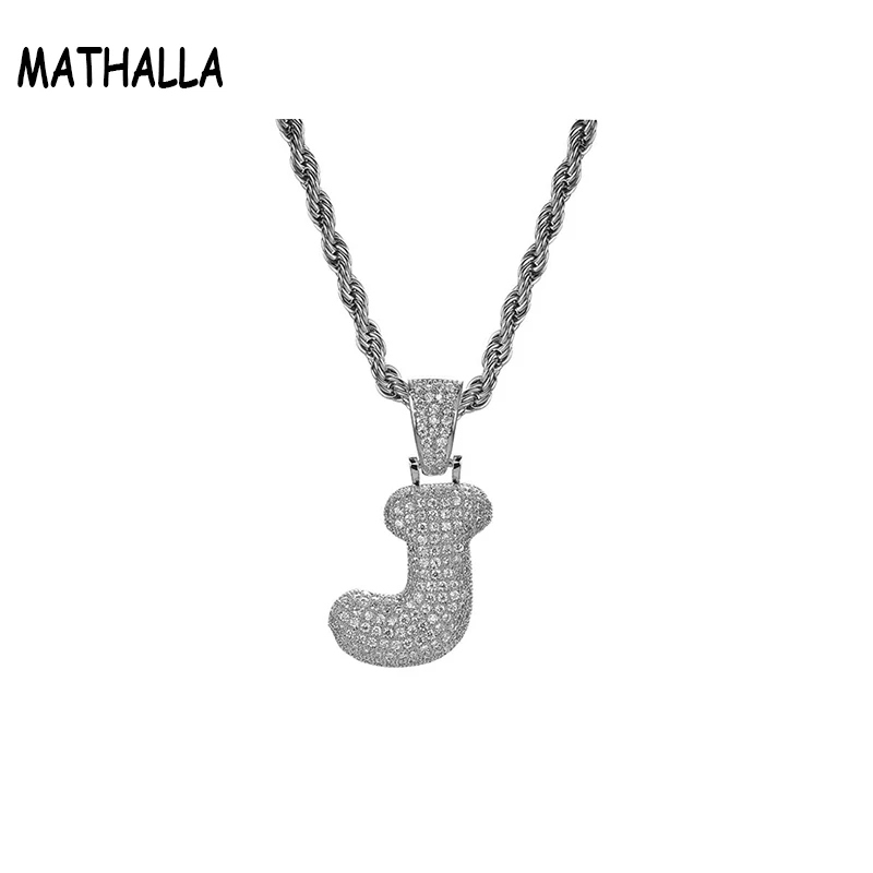 MATHALLA письмо пузыря AAA + Кубического циркония кулон и ожерелье для мужчин в стиле