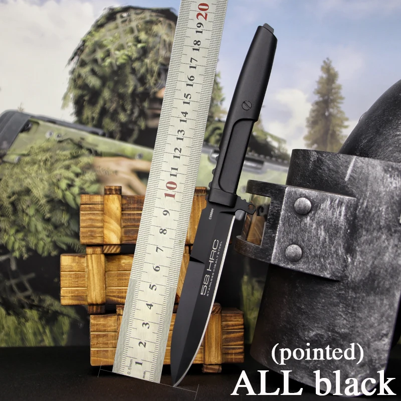 ALL BLACK(pointed) Экстрима соотношение EDC тактический нож D2 охотничий нож ножи для выживания Фиксированное Лезвие Открытый инструмент Острый Дайвинг Нож для, кемпинга, езды - Цвет: ALL BLACK(pointed)
