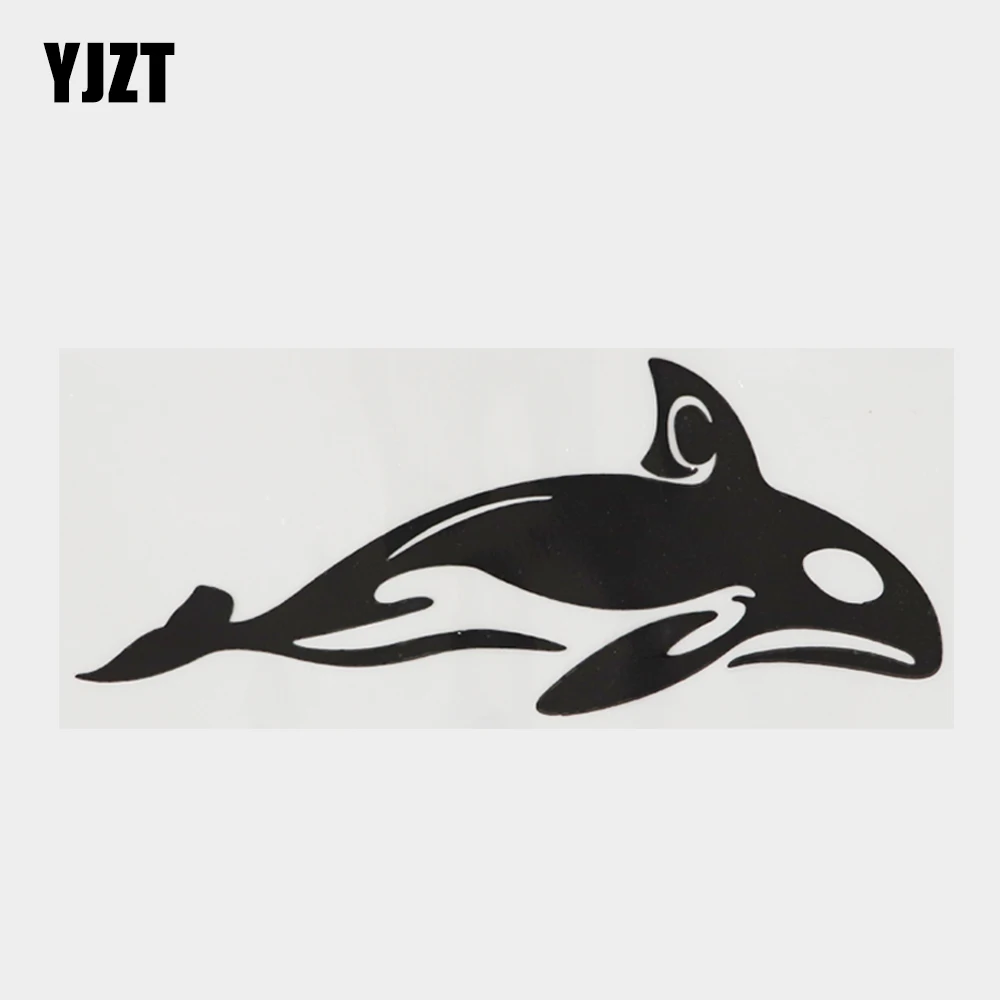 

YJZT 16.6CM×6.8CM Marine Animal Black/Silver Vinyl Whale Decal Car Sticker 18A-0390