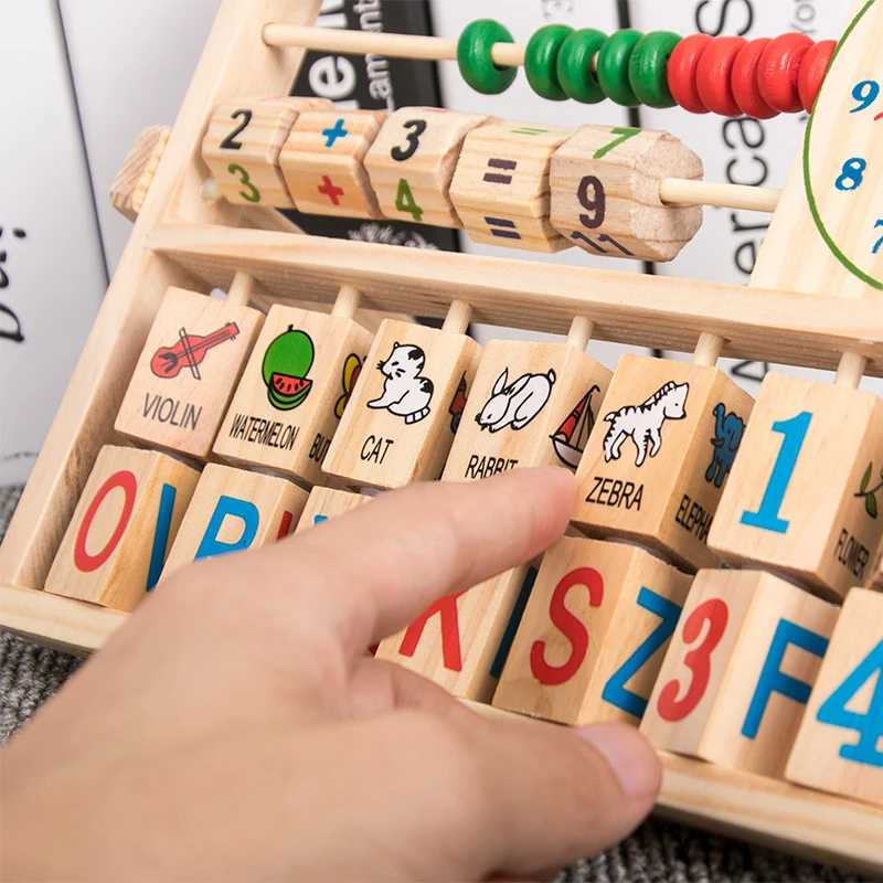 

Wooden Multifunctional Educational Learning Frame Children's Alphanumeric Animal Cognition Flip Board Early Education Wooden Toy