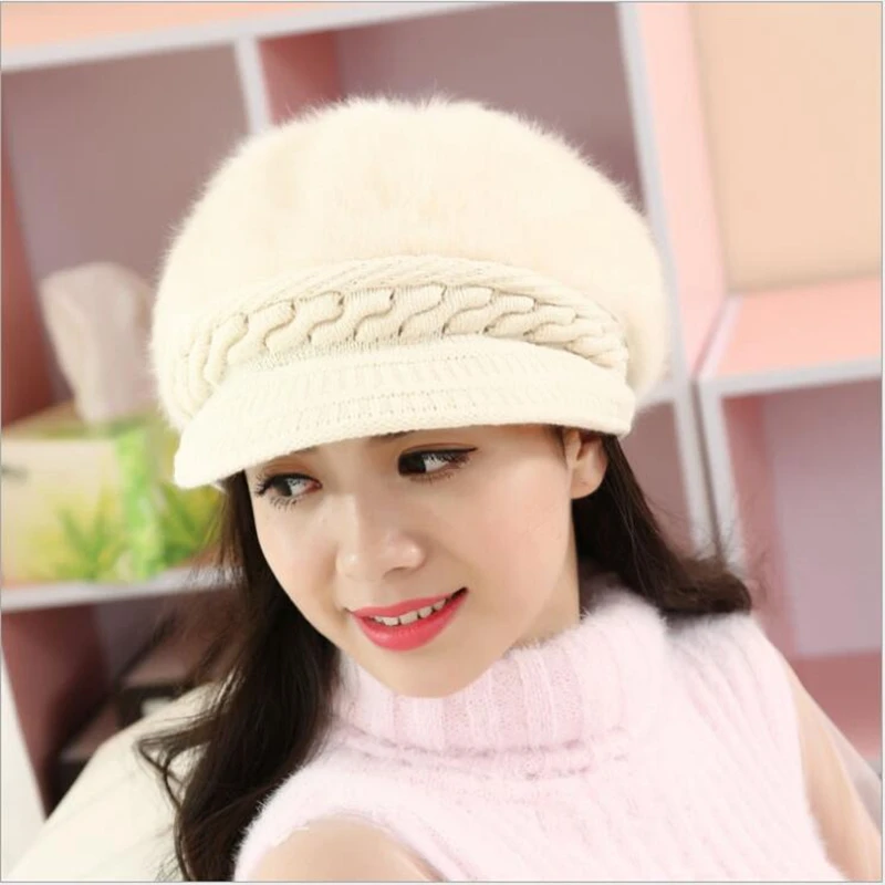 Новинка Женская шапка Lingwave из кроличьего меха осень-зима модный берет плотная