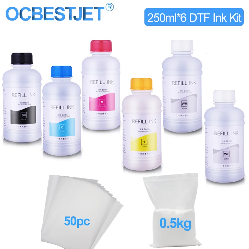 

250ML*6 DTF Ink Kit Film Transfer Ink Direct Transfer Film Printing Hot Melt Powder PET Film Printing And Transfer For Epson