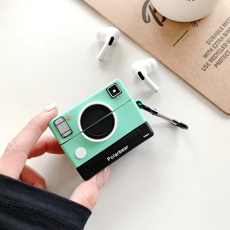 

3D Camera Luxury Protective Case for AirPods 2 Cute Cover Bluetooth Earphone Case for Airpods Pro Silicone Unique with Keychain