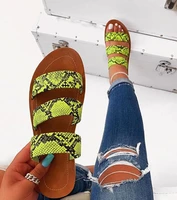 womens casual low open toe sandals snakeskin printed 2020 summer beach slippers lady retro 4 colors shoes slides flat homewear