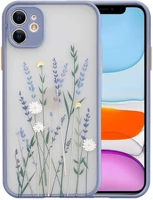 compatible for iphone 11 case for flower clear frosted pc back floral girls woman and soft tpu protective silicone slim case