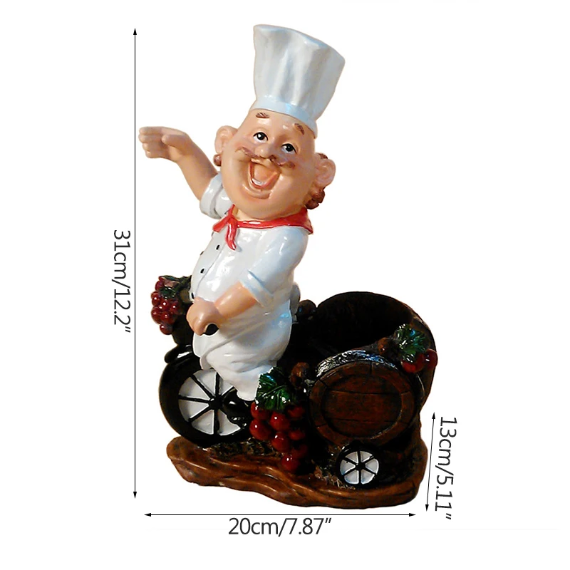 

European Happy Chef Character Wine Rack Resin Crafts Creative Goblet Holder Home Decoration Living Room Wedding Birthday Gift