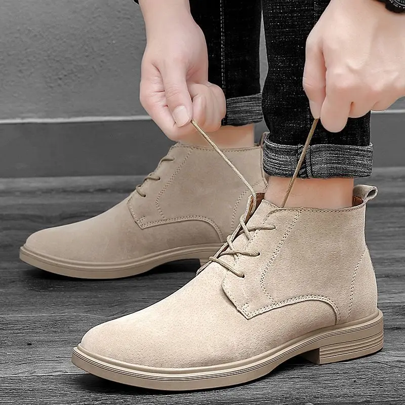

New Fashion Versatile Lace Up Casual Pu Sewing Men Boots Comfortable Breathable Classic Hot Selling High Quality Men Boots KN126