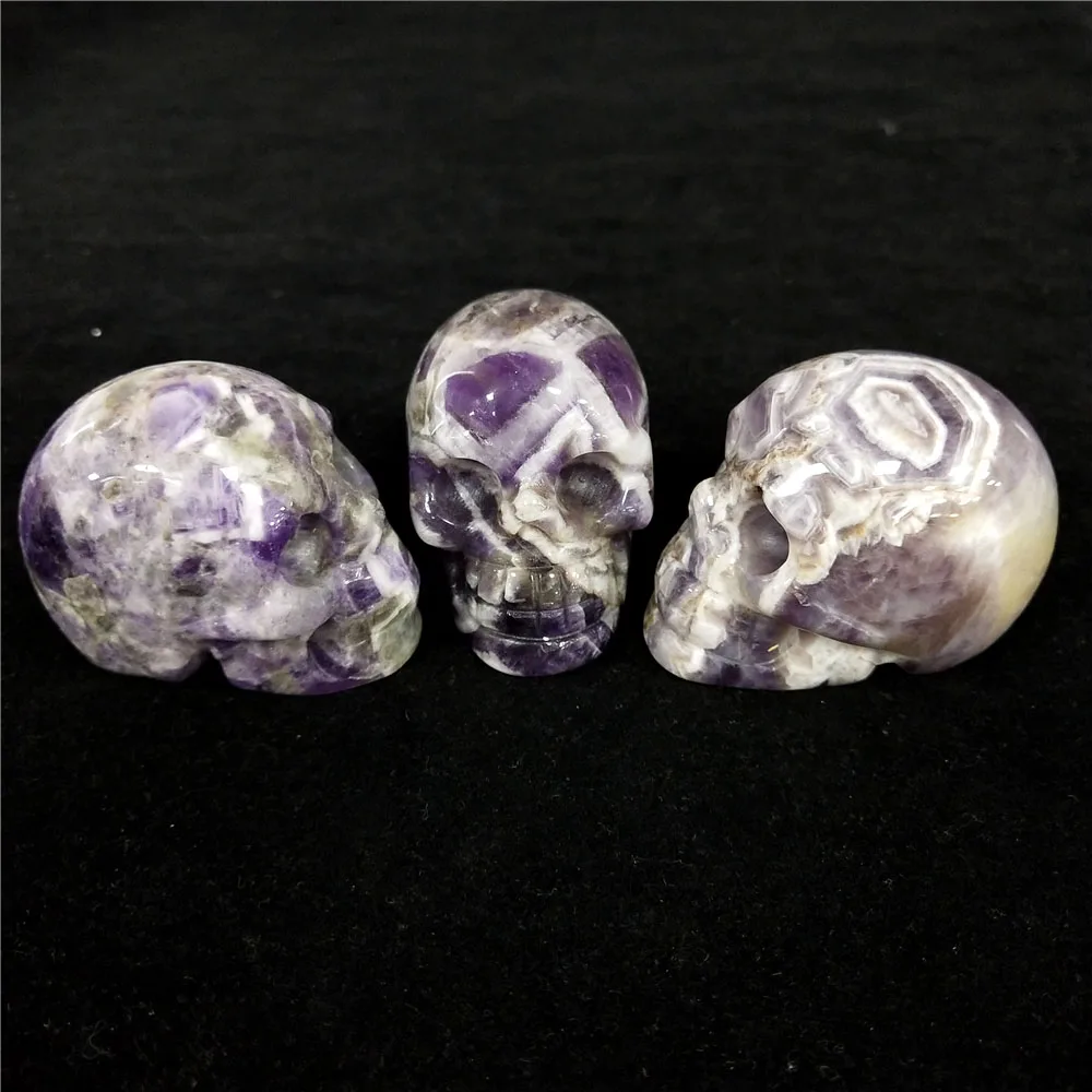 2 дюйма Натуральный череп вырезанный вручную кристалл ремесло статуя кварц для