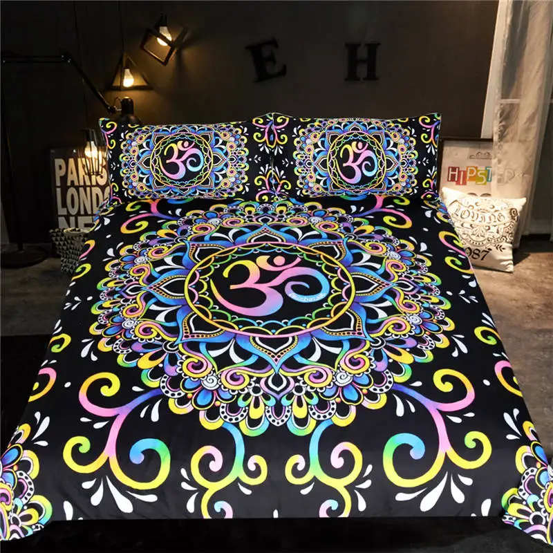 DoodleOhm от Brizbazaar Комплект постельного белья мандала цветок пододеяльник красочные постельный комплект из 3 предметов розовый фиолетовый синий желтый постельное белье - Цвет: DoodleOhm