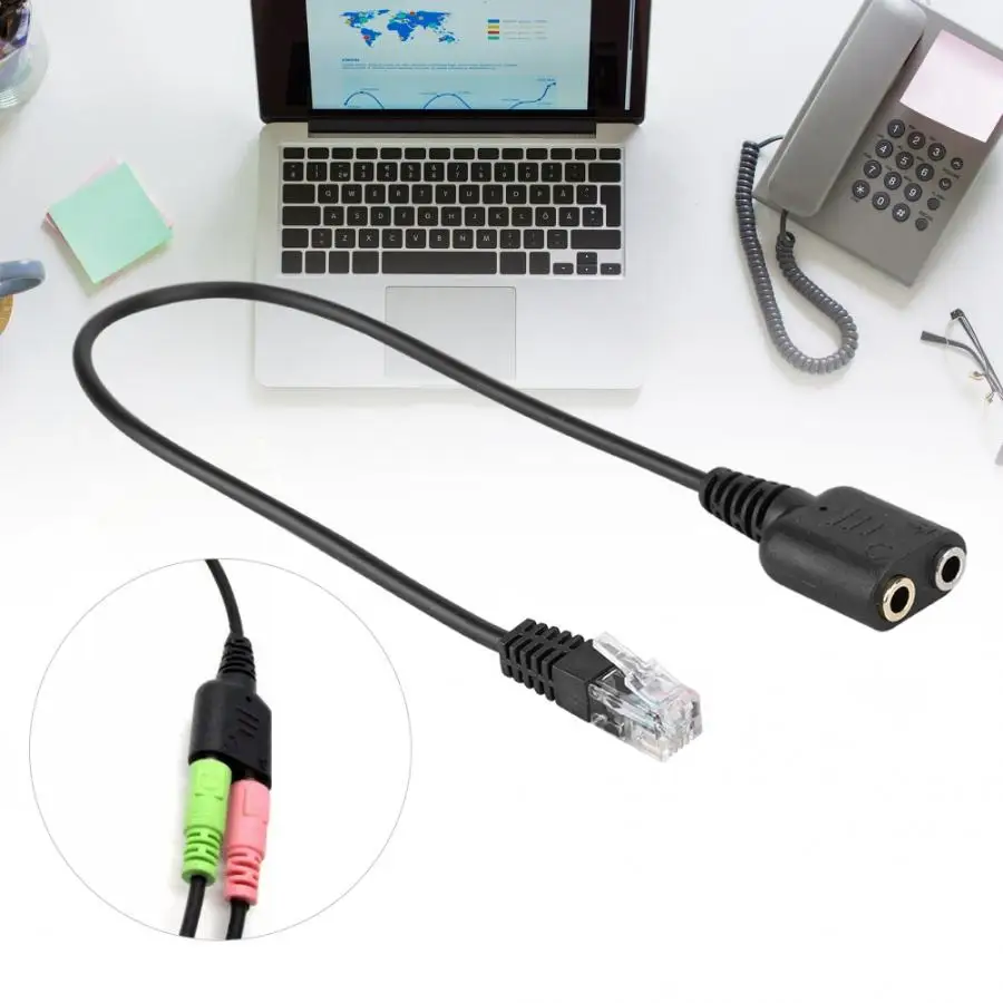Конвертер провода Профессиональный двойной 3 5 мм разъем к RJ9/RJ10 телефон гарнитура