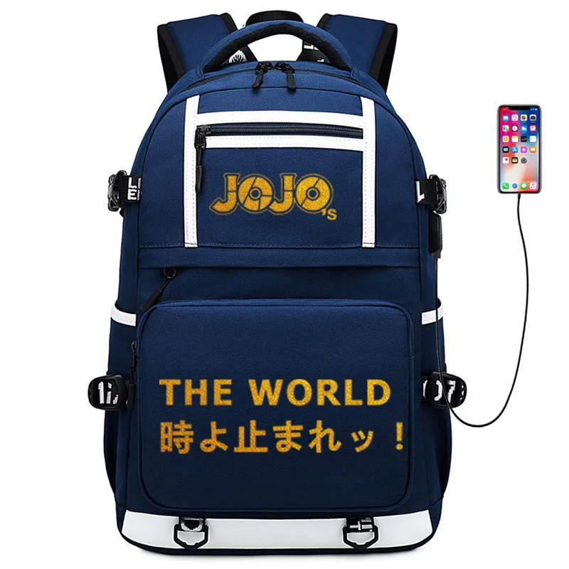 JoJo невероятное приключение с золотым принтом школьная сумка большой дорожный Рюкзак Школьные сумки Oxford для девочек-подростков с рисунком из аниме книжные сумки - Цвет: 12