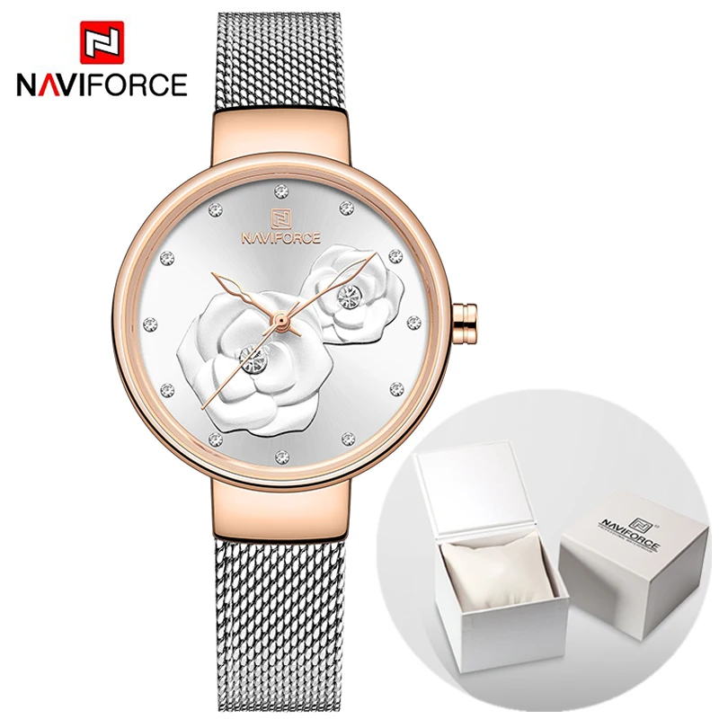 RGWS BOX Топ люксовый бренд NAVIFORCE женские часы модные креативные 3D розовые женские наручные часы повседневные нарядные Часы Relogio Feminino - Цвет: RGWS BOX