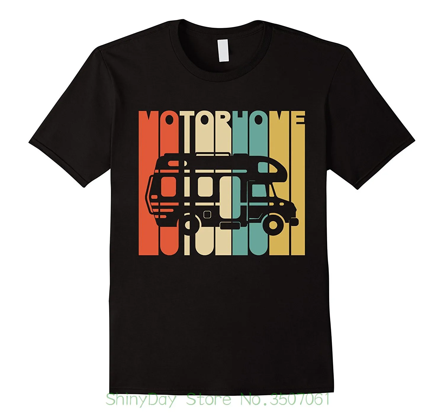 

High Quality Vintage Style Motorhome Silhouette Printed T-Shirt. Summer Cotton Short Sleeve O-Neck Mens T Shirt New S-3XL