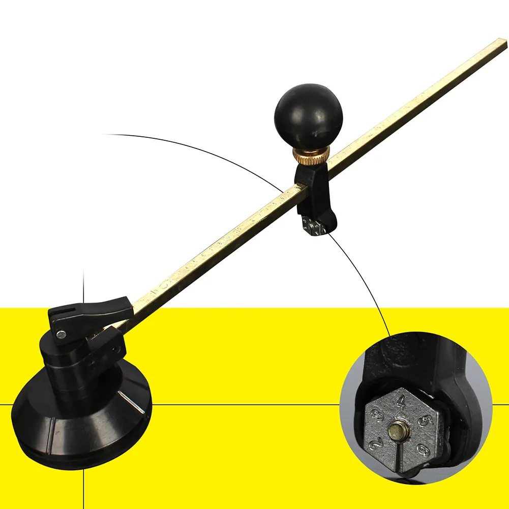 

6 Wheels Circular Simple Glass Cutter Suction Cup With Scale Portable Window Adjustable Professional Durable Knob Scribe