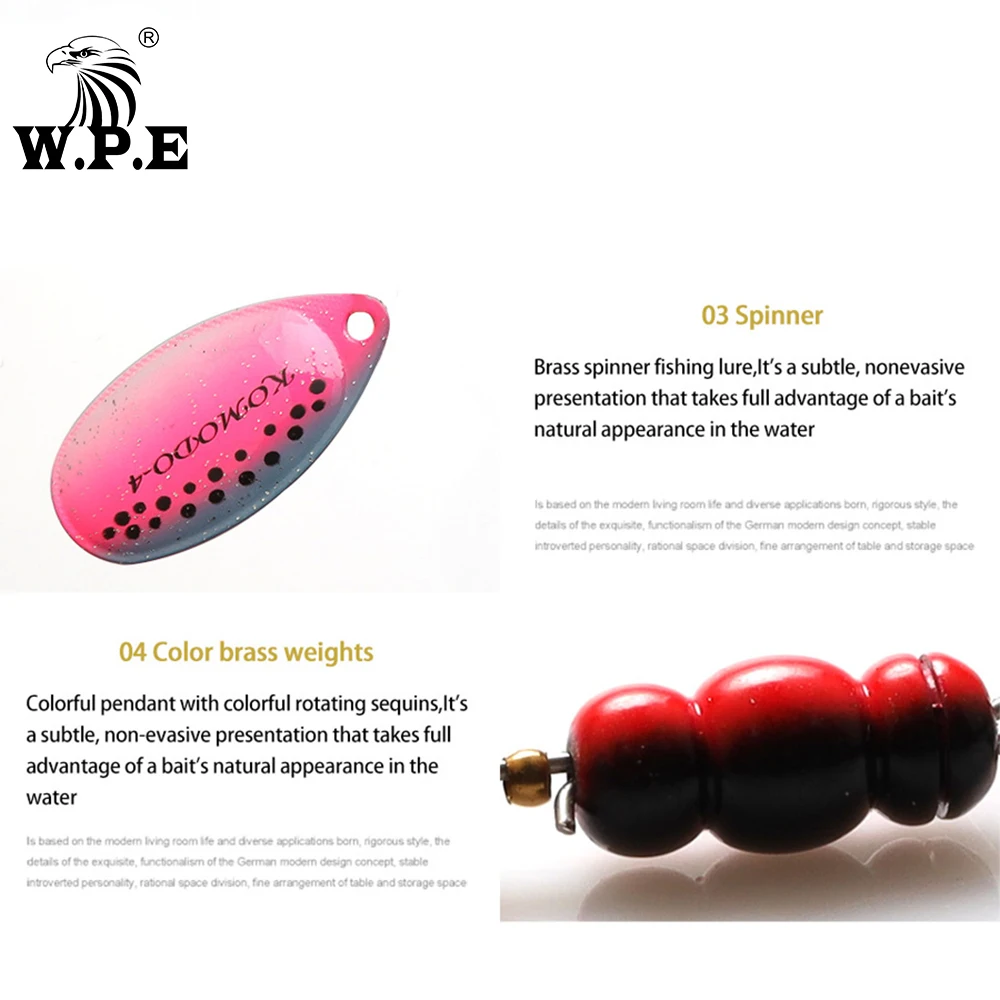W.P.E Бренд 2шт. Колеблющая приманка 6.5г/9.7г/13.4г для ловли окуня Рыболовная приманка Металлическая ложка с тройными крючками Приманка для жестких кранков.