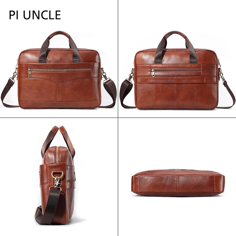 PIUNCLE Для мужчин портфель сумка натуральная кожа для ноутбука бизнес сумка-тоут