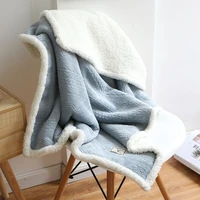 flannel thick air conditioning blanket lazy lamb wool nap winter office solid color sofa portable cozy comfortable convenient