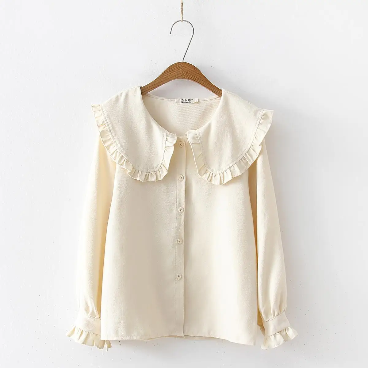 4 Colors Chic Autumn Sweet Lotus Leaf Blouse Shirt White Shirt Corduroy Tops