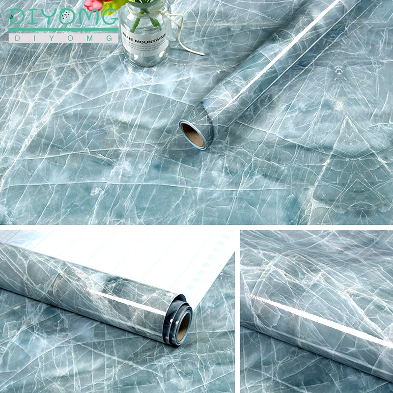 marble aluminum foil kitchen stickers oil proof waterproof self adhesive wallpaper pvc bathroom wall stickers contact paper film free global shipping