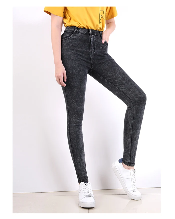 Женские облегающие джинсы LEIJIJEANS, классические высокоэластичные черные джинсы средней посадки со снежинками, модель 9259 большого размера