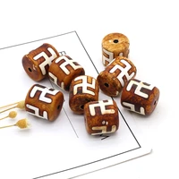 2pcs cylindrical natural stone bead buddhist pattern natural agates loose bead for making diy jewerly necklace gift %e2%80%8b16x16mm