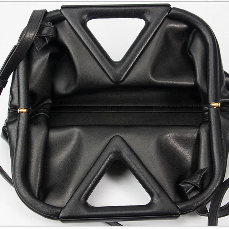 

Top Quality Luxury Brand 2021 Genuine Leather Women Inverted Triangle Fashion Clip Handbags Large Capacity Shoulder Bags Bolsos