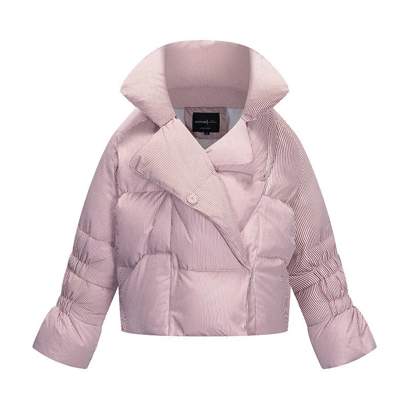 

Новинка зимняя женская куртка в британском стиле в полоску теплая ветрозащитная куртка Студенческая короткая пуховая куртка в европейском...